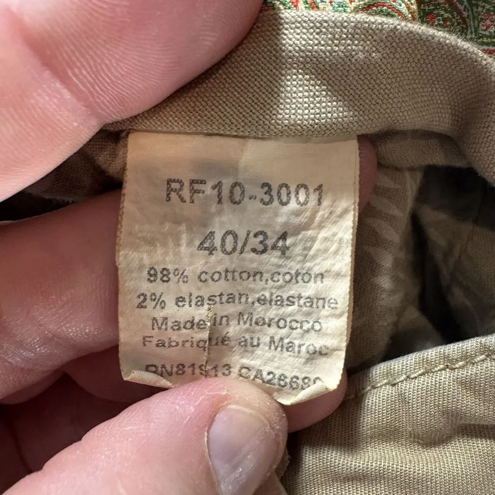 Robert Graham Pants Men 40x34 Tan Tailored Stretch RF10 3001 Chino Cotton Casual